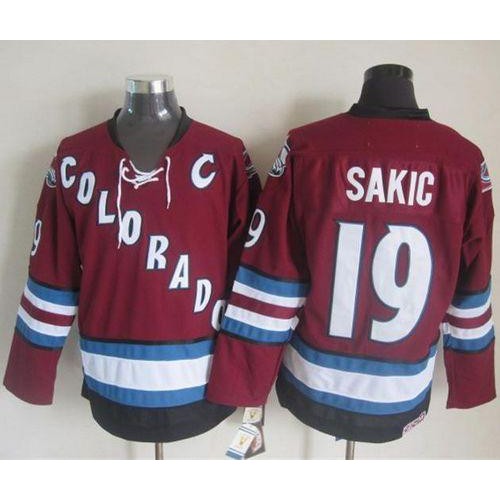 Colorado Avalanche #19 Joe Sakic Red CCM Throwback Stitched Jersey Men's