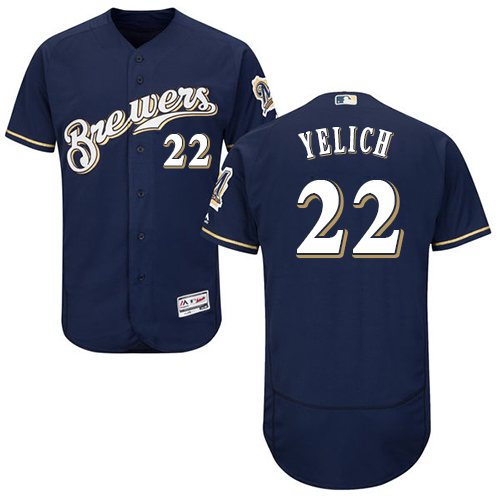 Milwaukee Brewers #22 Christian Yelich Navy Blue Flexbase Authentic Collection Stitched Jersey Men's