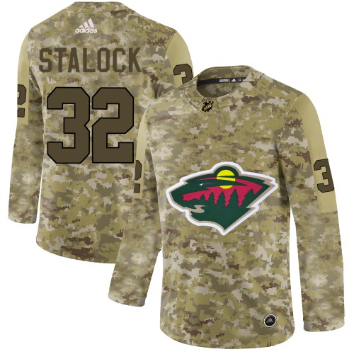 Adidas Minnesota Wild #32 Alex Stalock Camo Authentic Stitched Jersey Men's
