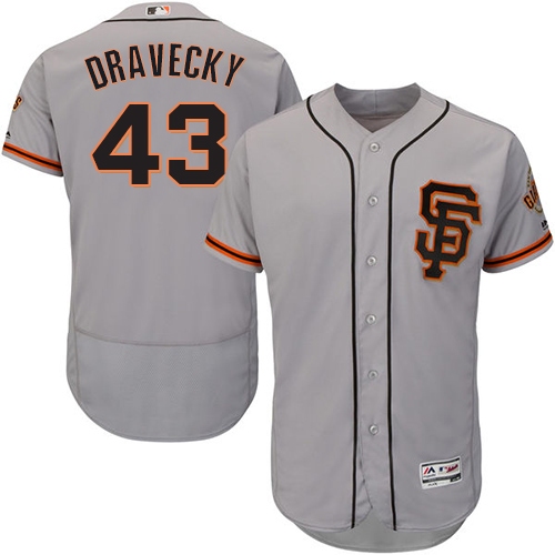 San Francisco Giants #43 Dave Dravecky Grey Flexbase Authentic Collection Road 2 Stitched Jersey Men's