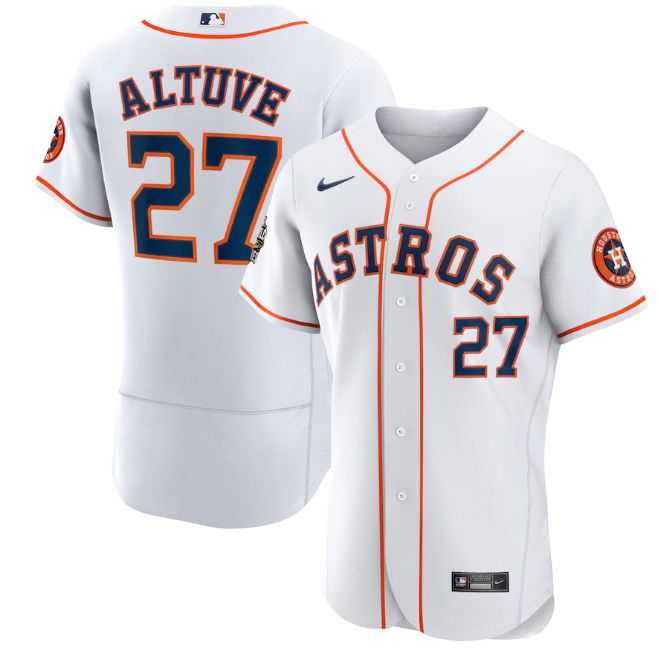 Houston Astros #27 Jose Altuve White 2022 World Series Flex Base Stitched Men's Jersey