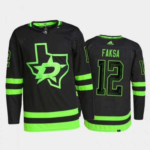 Adidas Dallas Stars #12 Radek Faksa Men's 2021-22 Alternate Authentic Jersey - Black Men's