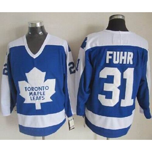 Maple Toronto Maple Leafs #31 Grant Fuhr Blue/White CCM Throwback Stitched Jersey Men's