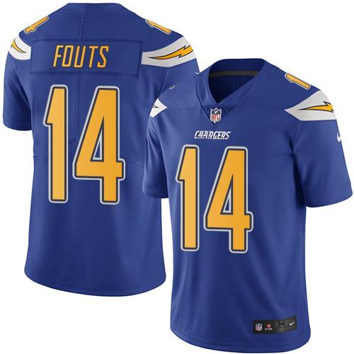 Los Angeles Chargers #14 Dan Fouts Electric Blue Men's Stitched Limited Rush Jersey Men's