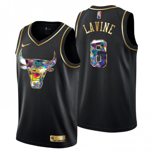 Chicago Chicago Bulls #8 Zach Lavine Mens Golden Edition Diamond Logo 2021/22 Swingman Jersey - Black Mens