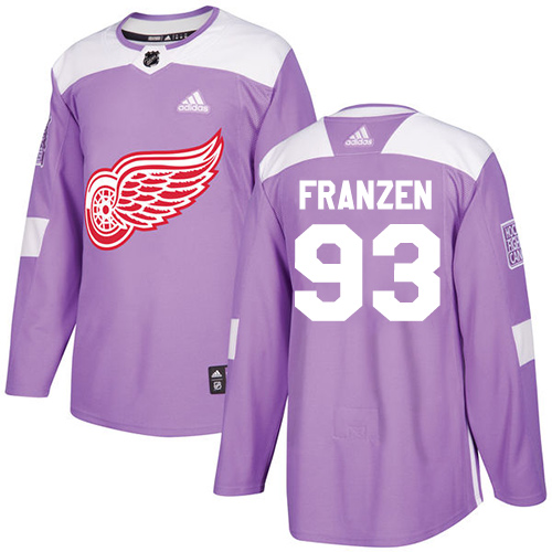 Adidas Detroit Red Wings #93 Johan Franzen Purple Authentic Fights Cancer Stitched Jersey Men's