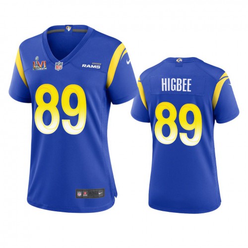 Los Angeles Los Angeles Rams #89 Tyler Higbee Women's Super Bowl LVI Patch Game Jersey - Royal Womens