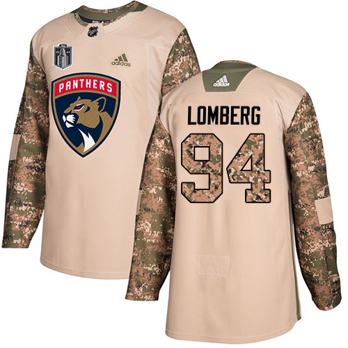 Adidas Panthers #94 Ryan Lomberg Camo 2023 Stanley Cup Final Patch Authentic Stitched Youth Jersey
