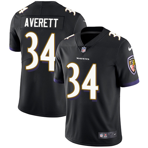 Baltimore Ravens #34 Anthony Averett Black Alternate Men's Stitched Vapor Untouchable Limited Jersey Men's