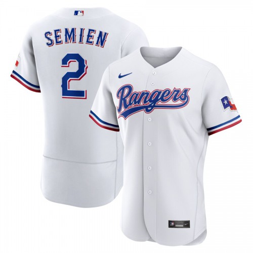 Texas Texas Rangers #2 Marcus Semien Men's White Home 2020 Authentic Player Jersey Men's