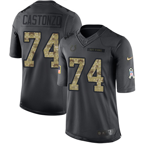 Indianapolis Colts #74 Anthony Castonzo Black Youth Stitched Limited 2016 Salute to Service Jersey Youth