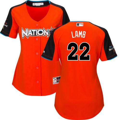 Arizona Diamondbacks #22 Jake Lamb Orange 2017 All-Star National League Women's Stitched Jersey Womens