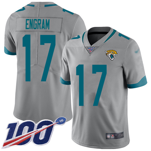 Jaguars #17 Evan Engram Silver Men's Stitched Limited Inverted Legend 100th Season Jersey