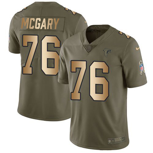Atlanta Falcons #76 Kaleb McGary Olive/Gold Men's Stitched Limited 2017 Salute To Service Jersey Men's