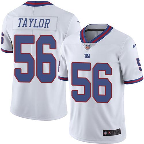 Giants #56 Lawrence Taylor White Men's Stitched Limited Rush Jersey