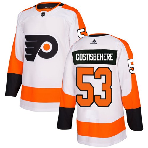 Adidas Philadelphia Flyers #53 Shayne Gostisbehere White Road Authentic Stitched Jersey Men's