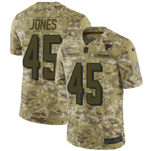 Atlanta Falcons #45 Deion Jones Camo Youth Stitched Limited 2018 Salute to Service Jersey Youth