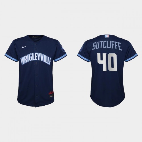Chicago Chicago Cubs #40 Rick Sutcliffe Youth 2021 City Connect Navy Jersey Youth