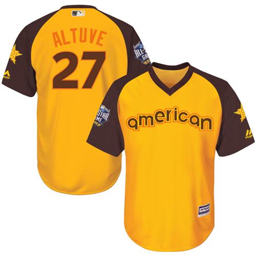 Houston Astros #27 Jose Altuve Gold 2016 All-Star American League Stitched Youth Jersey Youth