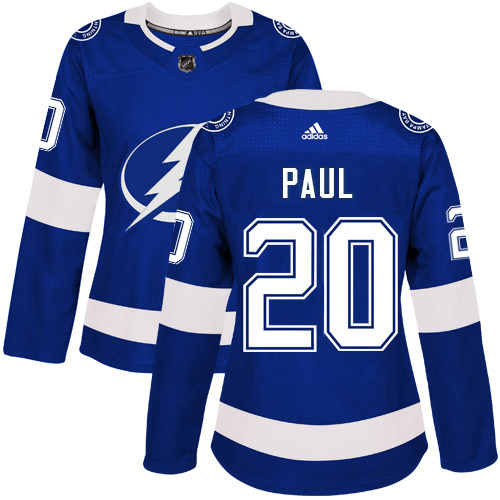 Adidas Tampa Bay Lightning #20 Nicholas Paul Blue Women's Home Authentic Stitched Jersey Womens