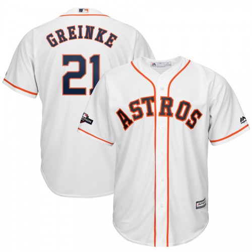 Houston Houston Astros #21 Zack Greinke Majestic 2019 Postseason Official Cool Base Player Jersey White Men's