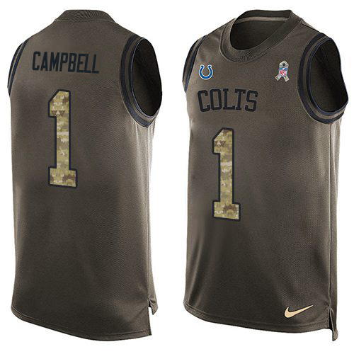 Colts #1 Parris Campbell Green Men's Stitched Limited Salute To Service Tank Top Jersey