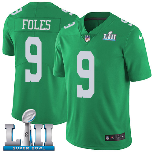Philadelphia Eagles #9 Nick Foles Green Super Bowl LII Men's Stitched Limited Rush Jersey Men's