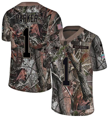 Patriots #1 DeVante Parker Camo Men's Stitched Limited Rush Realtree Jersey