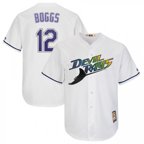 Tampa Bay Tampa Bay Rays #12 Wade Boggs Majestic Turn Back The Clock Home Cool Base Cooperstown Player Jersey White Men's
