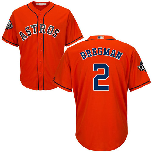 Houston Astros #2 Alex Bregman Orange New Cool Base 2019 World Series Bound Stitched Jersey Men's