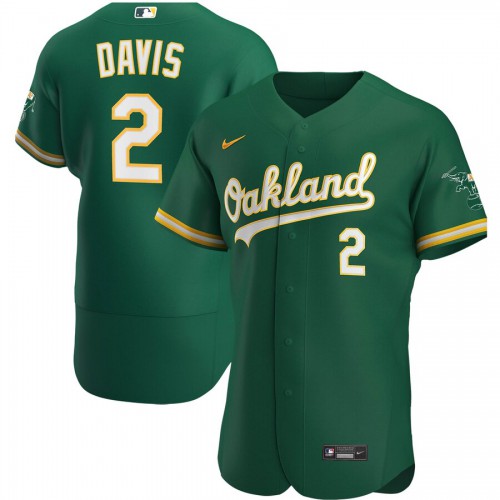 Oakland Oakland Athletics #2 Khris Davis Men's Kelly Green Alternate 2020 Authentic Player Jersey Men's