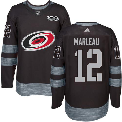 Adidas Carolina Hurricanes #12 Patrick Marleau Black 1917-2017 100th Anniversary Stitched Jersey Men's