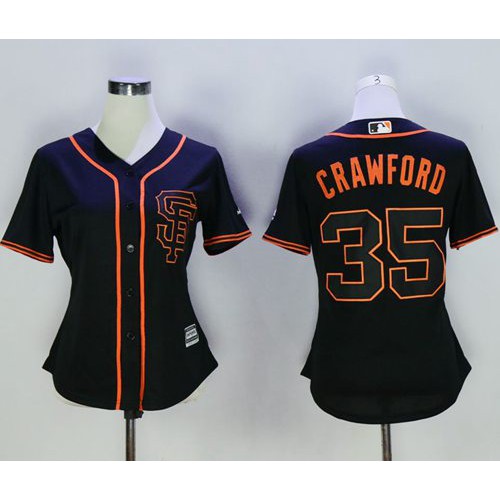 San Francisco Giants #35 Brandon Crawford Black Alternate Women's Stitched Jersey Womens