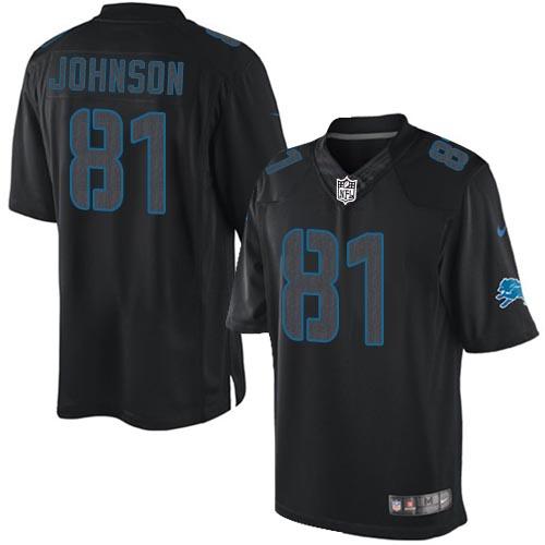 Detroit Lions #81 Calvin Johnson Black Men's Stitched Impact Limited Jersey Men's