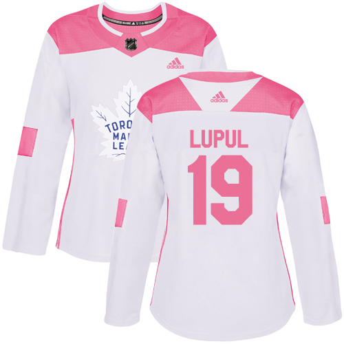 Adidas Maple Toronto Maple Leafs #19 Joffrey Lupul White/Pink Authentic Fashion Women's Stitched Jersey Womens
