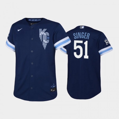 Kansas City Kansas City Royals #51 Brady Singer Youth Replica 2022 City Connect Navy Jersey Youth