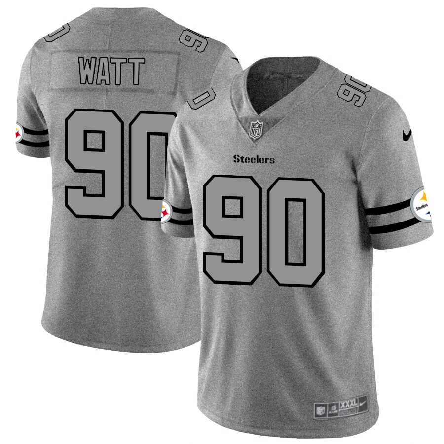 Pittsburgh Steelers #90 T.J. Watt Men's Gray Gridiron II Vapor Untouchable Limited Jersey