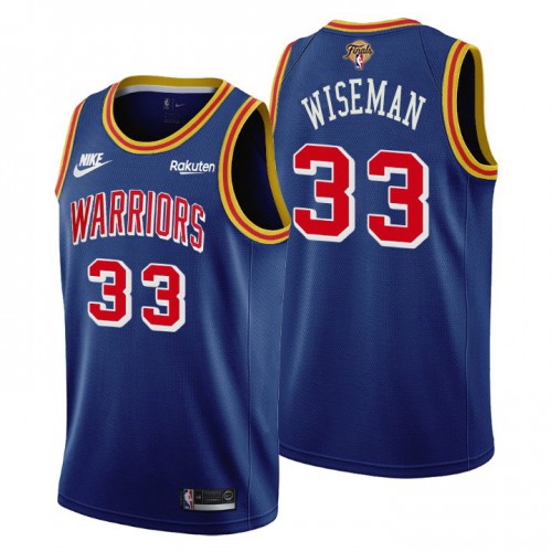 Golden State Golden State Warriors #33 James Wiseman Mens Releases Classic Edition 2022 Finals 75th Anniversary Jersey Blue Mens