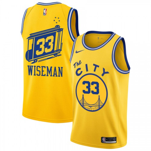 Golden State Warriors #33 James Wiseman Gold Youth Swingman Hardwood The City Classic Edition Jersey Youth