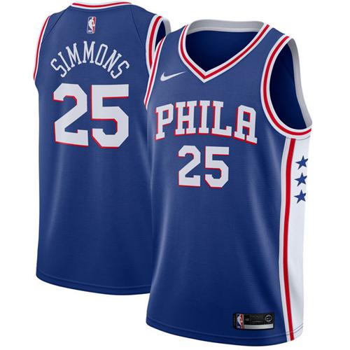 Philadelphia 76ers #25 Ben Simmons Blue Swingman Icon Edition Jersey Mens