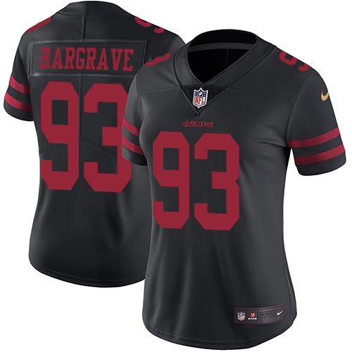 49ers #93 Javon Hargrave Black Alternate Women's Stitched Vapor Untouchable Limited Jersey