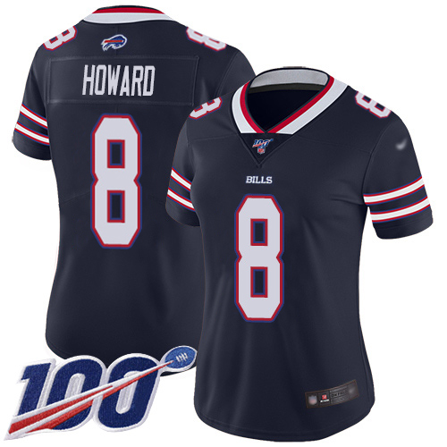 Buffalo Bills #8 O. J. Howard Navy Women's Stitched Limited Inverted Legend 100th Season Jersey Womens