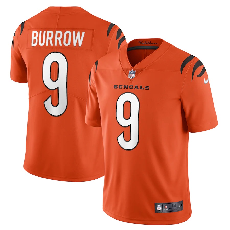 Cincinnati Bengals #9 Joe Burrow Orange Alternate Vapor Limited Jersey