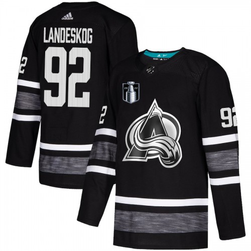 Adidas Colorado Avalanche #92 Gabriel Landeskog Black Authentic 2022 Stanley Cup Final Patch All-Star Stitched Jersey Men's