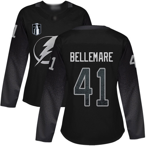 Adidas Tampa Bay Lightning #41 Pierre-Edouard Bellemare Black Women's 2022 Stanley Cup Final Patch Alternate Authentic Stitched Jersey Womens