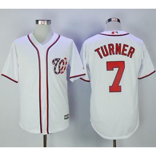 Washington Nationals #7 Trea Turner White New Cool Base Stitched Jersey Men's
