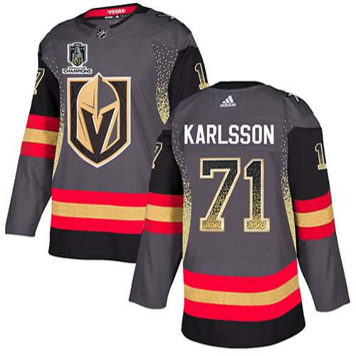 Adidas Golden Knights #71 William Karlsson Grey 2023 Stanley Cup Champions Home Authentic Drift Fashion Stitched Jersey