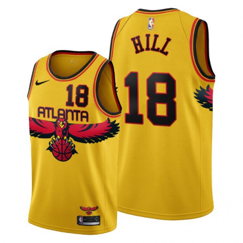 Atlanta Atlanta Hawks #18 Solomon Hill Mens 2021-22 City Edition Gold Jersey Mens