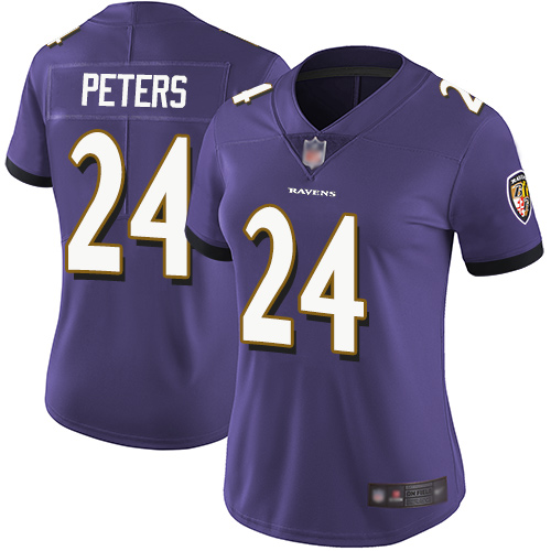 Baltimore Ravens #24 Marcus Peters Purple Team Color Women's Stitched Vapor Untouchable Limited Jersey Womens