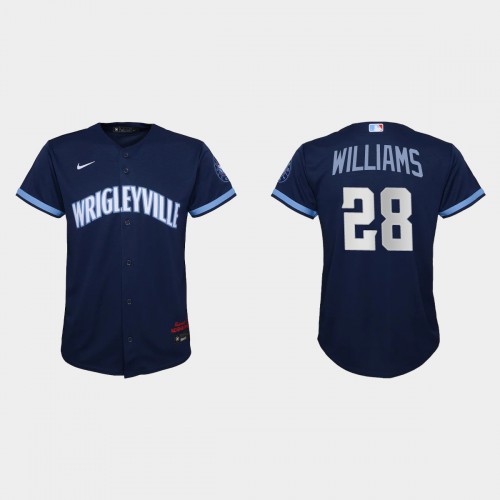 Chicago Chicago Cubs #28 Mitch Williams Youth 2021 City Connect Navy Jersey Youth